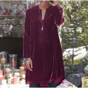 Sundance Velvet Enchantment Dress Burgundy Women's Size S